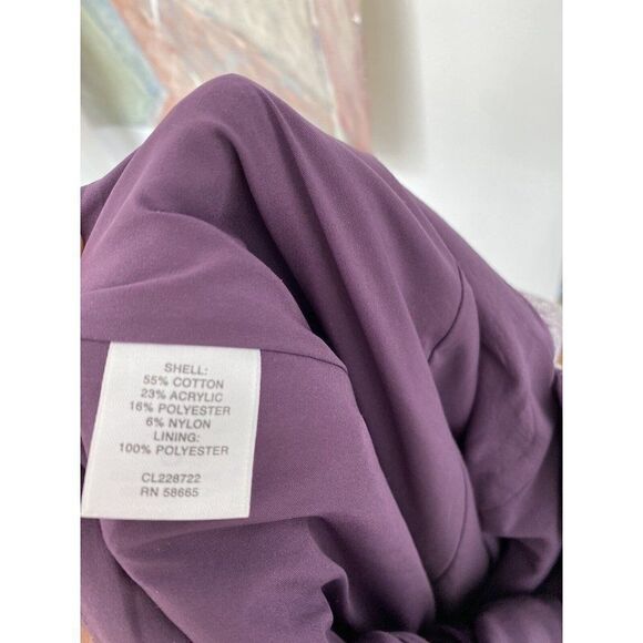 Classiques Entier Dress Tweed Purple White Ruffle Sheath Sleeveless Size 10 - Picture 8 of 11